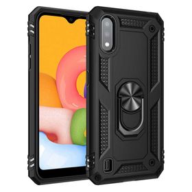 Teleplus Samsung Galaxy A01 Vega Yüzüklü Kırmızı Nano Ekran Koruyucu ve Tank Kapak Kılıf