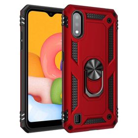 Teleplus Samsung Galaxy A01 Vega Yüzüklü Kırmızı Nano Ekran Koruyucu ve Tank Kapak Kılıf