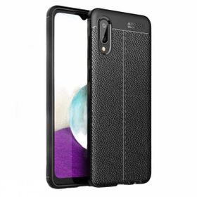 Teleplus Samsung Galaxy A02 Deri Dokulu Silikon Lacivert Cep Telefonu Kılıfı