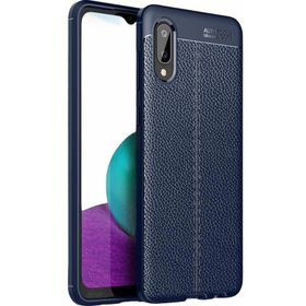 Teleplus Samsung Galaxy A02 Deri Dokulu Silikon Lacivert Cep Telefonu Kılıfı