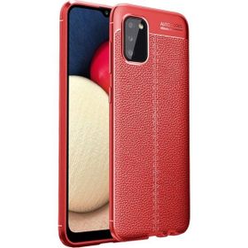Teleplus Samsung Galaxy A02s Deri Dokulu Silikon Kırmızı Kılıf