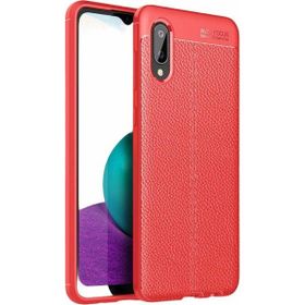 Teleplus Samsung Galaxy A02s Deri Dokulu Silikon Kırmızı Kılıf