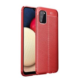 Teleplus Samsung Galaxy A02s Deri Dokulu Silikon Kırmızı Kılıf