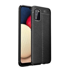 Teleplus Samsung Galaxy A02S Deri Dokulu Siyah Nano Ekran Koruyucu Silikon Cep Telefonu Kılıf