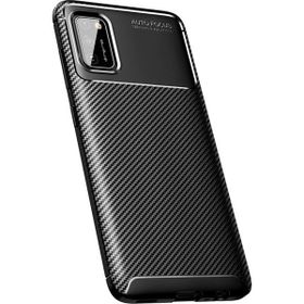 Teleplus Samsung Galaxy A02S Karbon Dokulu Siyah Nano Ekran Koruyucu Silikon Cep Telefonu Kılıf