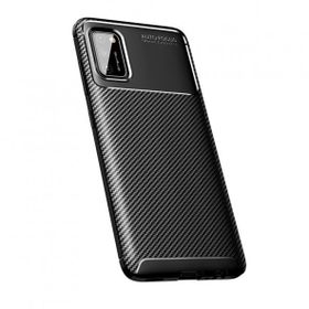 Teleplus Samsung Galaxy A02S Karbon Dokulu Siyah Nano Ekran Koruyucu Silikon Cep Telefonu Kılıf