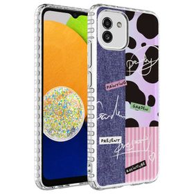 Teleplus Samsung Galaxy A03 Desenli Elegans Serisi Silikon Kahverengi Kılıf