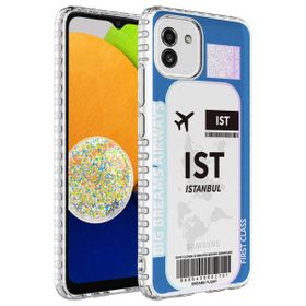 Teleplus Samsung Galaxy A03 Desenli Elegans Serisi Silikon Kahverengi Kılıf