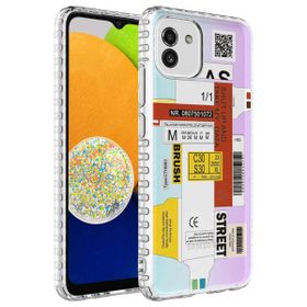 Teleplus Samsung Galaxy A03 Desenli Elegans Serisi Silikon Kahverengi Kılıf