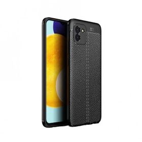 Teleplus Samsung Galaxy A03 Kamera Korumalı Deri Dokulu Silikon Lacivert Kılıf