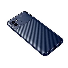 Teleplus Samsung Galaxy A03 Kamera Korumalı Negro Karbon Dokulu Silikon Lacivert Kılıf