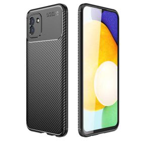 Teleplus Samsung Galaxy A03 Kamera Korumalı Negro Karbon Dokulu Silikon Lacivert Kılıf
