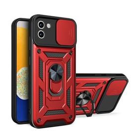 Teleplus Samsung Galaxy A03 Kamera Korumalı Yüzüklü Tank Pars Silikon Kırmızı Kılıf