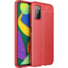 Teleplus Samsung Galaxy A03S Deri Dokulu Silikon Kırmızı Telefon Kılıfı