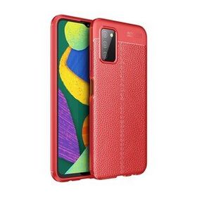 Teleplus Samsung Galaxy A03S Deri Dokulu Silikon Kırmızı Telefon Kılıfı