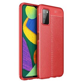 Teleplus Samsung Galaxy A03S Deri Dokulu Silikon Kırmızı Telefon Kılıfı