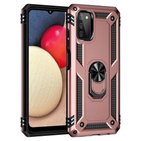 Teleplus Samsung Galaxy A03s Kılıf Vega Yüzüklü Tank Silikon Gold + Nano Ekran Koruyucu