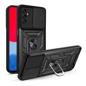 Teleplus Samsung Galaxy A04S Kamera Korumalı Yüzüklü Tank Pars Silikon Siyah Kılıf