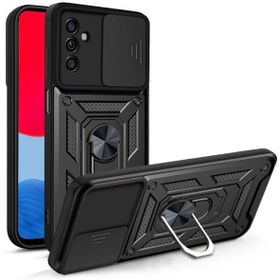 Teleplus Samsung Galaxy A04S Kamera Korumalı Yüzüklü Tank Pars Silikon Siyah Kılıf