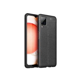 Teleplus Samsung Galaxy A12 Deri Dokulu Kırmızı Silikon Cep Telefonu Kılıf