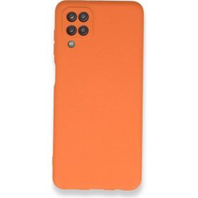 Teleplus Samsung Galaxy A12 Kamera Korumalı İçi Kadife Turuncu Ve Silikon Kılıf