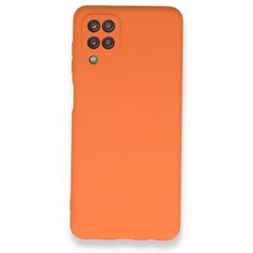 Teleplus Samsung Galaxy A12 Kamera Korumalı İçi Kadife Turuncu Ve Silikon Kılıf