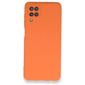 Teleplus Samsung Galaxy A12 Kamera Korumalı İçi Kadife Turuncu Ve Silikon Kılıf