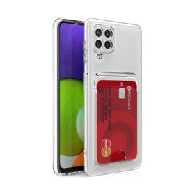Teleplus Samsung Galaxy A12 Kamera Korumalı Kartlıklı Silikon Şeffaf Kılıf