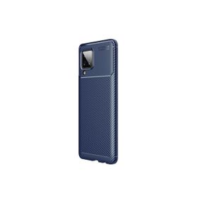 Teleplus Samsung Galaxy A12 Karbon Dokulu Silikon Lacivert Kılıf