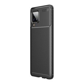 Teleplus Samsung Galaxy A12 Karbon Dokulu Silikon Lacivert Kılıf