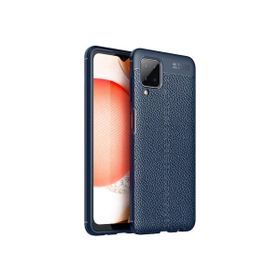 Teleplus Samsung Galaxy A12 Nano Ekran Koruyucu Ve Deri Dokulu Silikon Lacivert Cep Telefonu Kılıfı