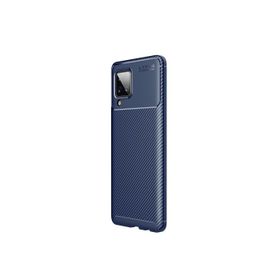 Teleplus Samsung Galaxy A12 Nano Ekran Koruyucu Ve Karbon Dokulu Silikon Lacivert Cep Telefonu Kılıfı