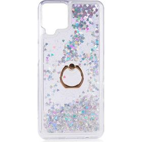 Teleplus Samsung Galaxy A12 Sulu Yüzüklü Milce Glitter Gümüş Ve Silikon Kılıf