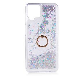 Teleplus Samsung Galaxy A12 Sulu Yüzüklü Milce Glitter Gümüş Ve Silikon Kılıf