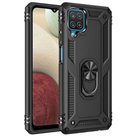Teleplus Samsung Galaxy A12 Vega Yüzüklü Çift Katmanlı Tank Silikon Rose Gold Cep Telefonu Kılıfı