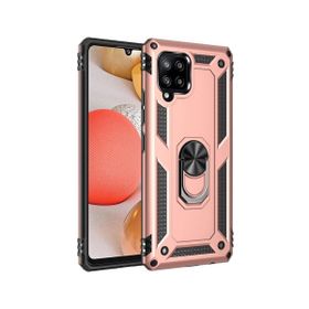 Teleplus Samsung Galaxy A12 Vega Yüzüklü Standlı Tank Kapak Lacivert Nano Ekran Koruyucu Cep Telefonu Kılıfı