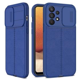 Teleplus Samsung Galaxy A13 4G Lensi Kamera Korumalı Deri Dokulu Silikon Siyah Kılıf