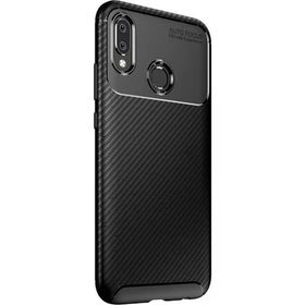 Teleplus Samsung Galaxy A20S Negro Karbon Silikon Lacivert Tam Kapatan Cam Kılıf