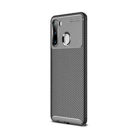 Teleplus Samsung Galaxy A21 Negro Karbon Nano Ekran Koruyucu Siyah Silikon Kılıf