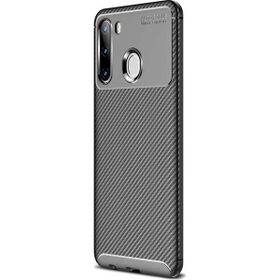 Teleplus Samsung Galaxy A21 Negro Karbon Nano Ekran Koruyucu Siyah Silikon Kılıf
