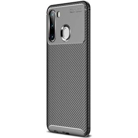 Teleplus Samsung Galaxy A21 Negro Karbon Nano Ekran Koruyucu Siyah Silikon Kılıf