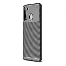 Teleplus Samsung Galaxy A21 Negro Karbon Nano Ekran Koruyucu Siyah Silikon Kılıf