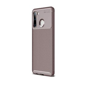 Teleplus Samsung Galaxy A21 Negro Karbon Silikon Kahverengi Kılıf