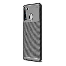 Teleplus Samsung Galaxy A21 Negro Karbon Silikon Kahverengi Kılıf