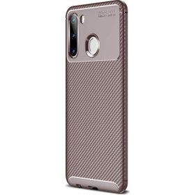 Teleplus Samsung Galaxy A21 Negro Karbon Silikon Kahverengi Kılıf