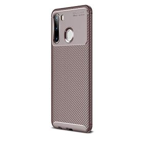 Teleplus Samsung Galaxy A21 Negro Karbon Silikon Kahverengi Kılıf