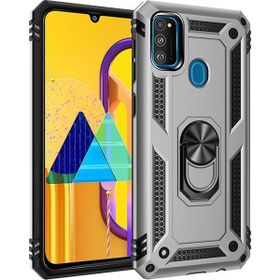 Teleplus Samsung Galaxy A21S Vega Yüzüklü Tank Silikon Gümüş Kılıf