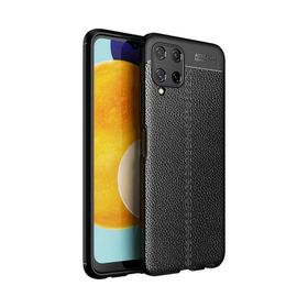 Teleplus Samsung Galaxy A22 4G Deri Dokulu Lacivert ve Silikon Kılıf