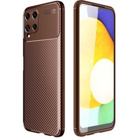 Teleplus Samsung Galaxy A22 4G Karbon Dokulu Silikon Kahverengi Cep Telefonu Kılıfı