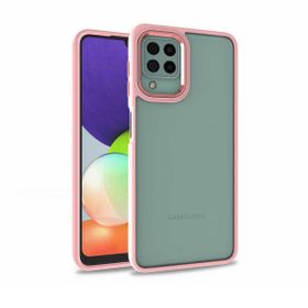 Teleplus Samsung Galaxy A22 4G Renkli Bumper Hybrid Flora Silikon Mor Kılıf